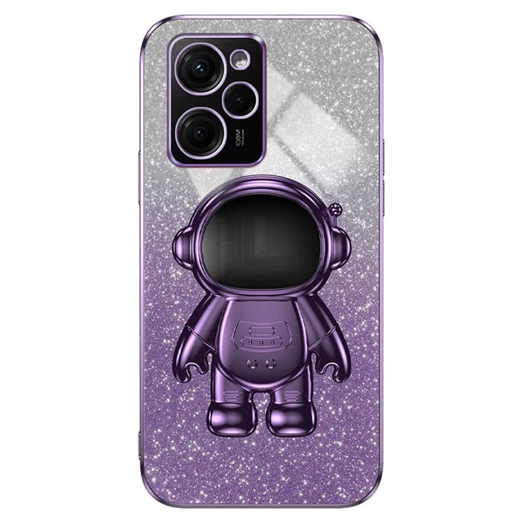 For Xiaomi Redmi Note 12 Pro Speed 5G/Poco X5 Pro 5G Case PC+TPU Electroplating Astronaut Kickstand Cover - Purple