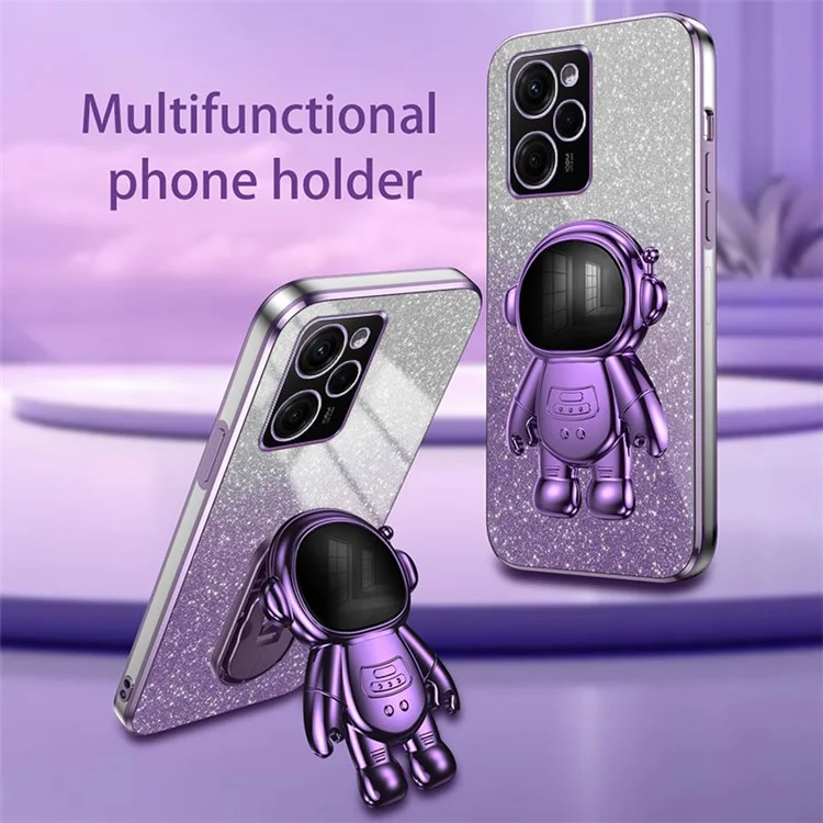 For Xiaomi Redmi Note 12 Pro Speed 5G/Poco X5 Pro 5G Case PC+TPU Electroplating Astronaut Kickstand Cover - Purple