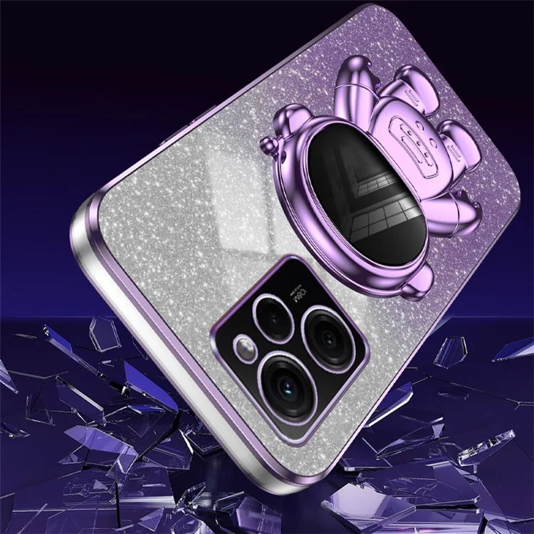 For Xiaomi Redmi Note 12 Pro Speed 5G/Poco X5 Pro 5G Case PC+TPU Electroplating Astronaut Kickstand Cover - Purple