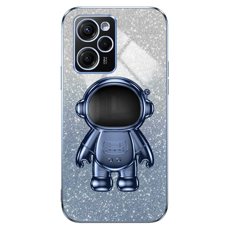 Para Xiaomi Redmi Note 12 Pro Speed 5G/Poco X5 Pro 5G Funda Carcasa PC+TPU Electrochapado Astronauta Soporte - Azul