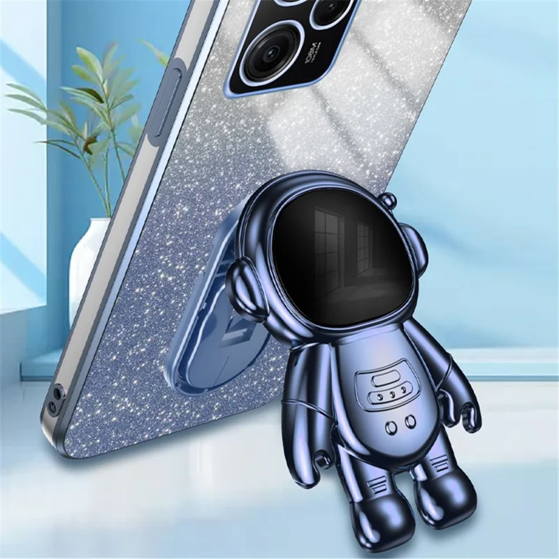 Para Xiaomi Redmi Note 12 Pro Speed 5G/Poco X5 Pro 5G Funda Carcasa PC+TPU Electrochapado Astronauta Soporte - Azul