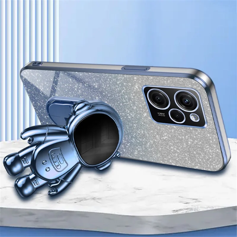 Para Xiaomi Redmi Note 12 Pro Speed 5G/Poco X5 Pro 5G Funda Carcasa PC+TPU Electrochapado Astronauta Soporte - Azul