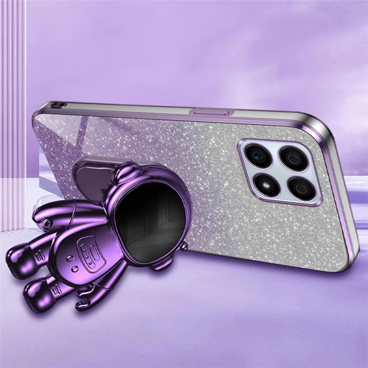 For Honor X30i Glitter Powder PC+TPU Anti-fall Case Astronaut Kickstand Phone Cover - Purple