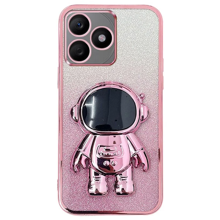For Honor X50i+ 5G Electroplating PC+TPU Case Astronaut Kickstand Phone Cover - Pink