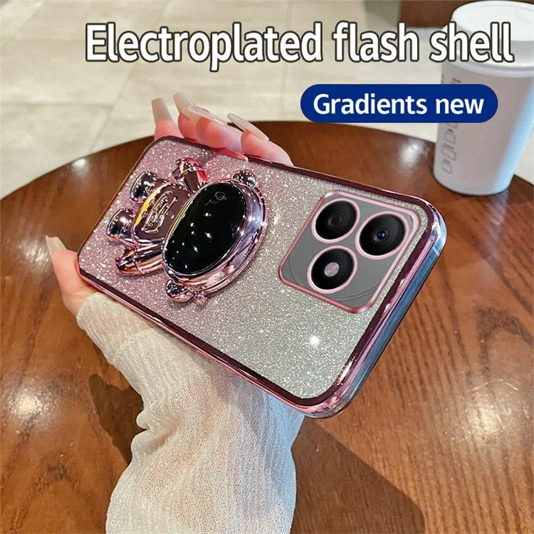 For Honor X50i+ 5G Electroplating PC+TPU Case Astronaut Kickstand Phone Cover - Pink