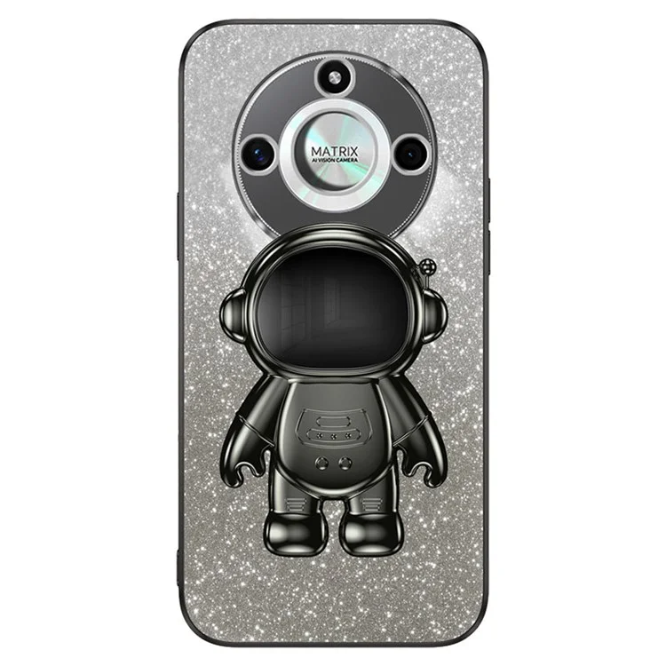 For Honor X50 5G Glitter Powder PC+TPU Case Astronaut Kickstand Phone Cover - Nero