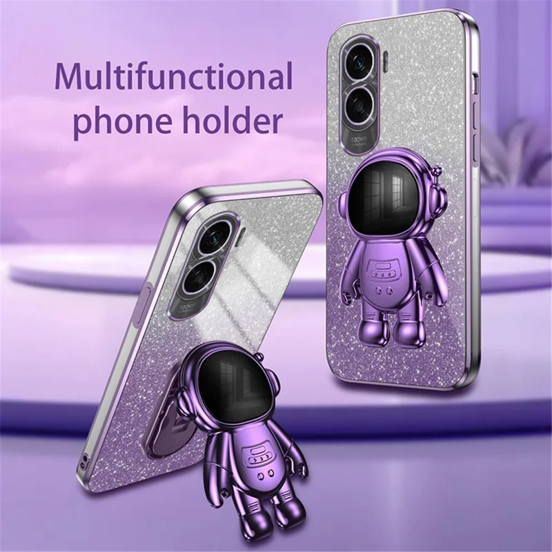 For Honor X50i 5G PC+TPU Case Phone Back Cover with Astronaut Kickstand - Purple
