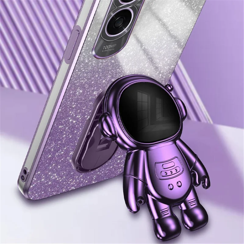 For Honor X50i 5G PC+TPU Case Phone Back Cover with Astronaut Kickstand - Purple