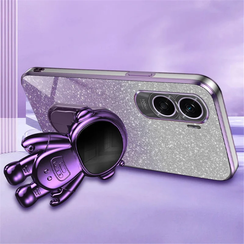 For Honor X50i 5G PC+TPU Case Phone Back Cover with Astronaut Kickstand - Purple