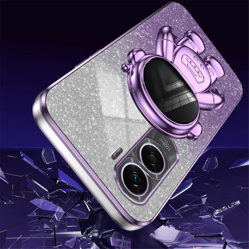 For Honor X50i 5G PC+TPU Case Phone Back Cover with Astronaut Kickstand - Purple