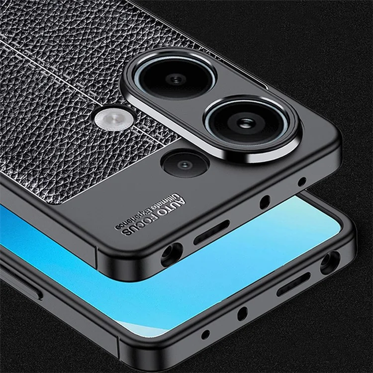 For Xiaomi Redmi Note 13 4G Case Litchi Texture Soft TPU Phone Cover - Black