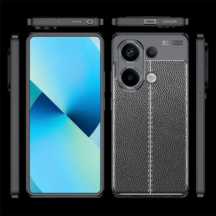 For Xiaomi Redmi Note 13 4G Case Litchi Texture Soft TPU Phone Cover - Black