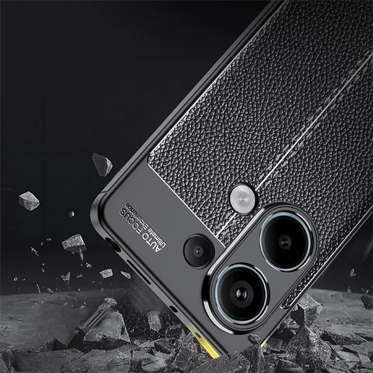 Pour Xiaomi Redmi Note 13 Pro 4G / Poco M6 Pro 4G Étui TPU Anti-empreintes Digitales Housse de Téléphone Texture Litchi - Noir