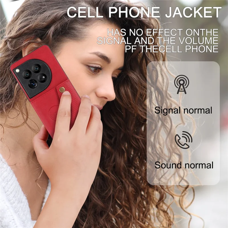 For OnePlus 12 5G Phone Case with Card Slots Magnetic Car Mount Phone Cover - Red