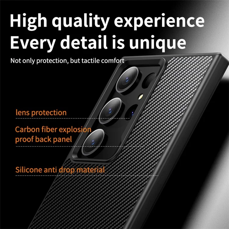 Pour Samsung Galaxy S23 Ultra Coque Magnétique Texture Fibre de Carbone Étui Téléphone