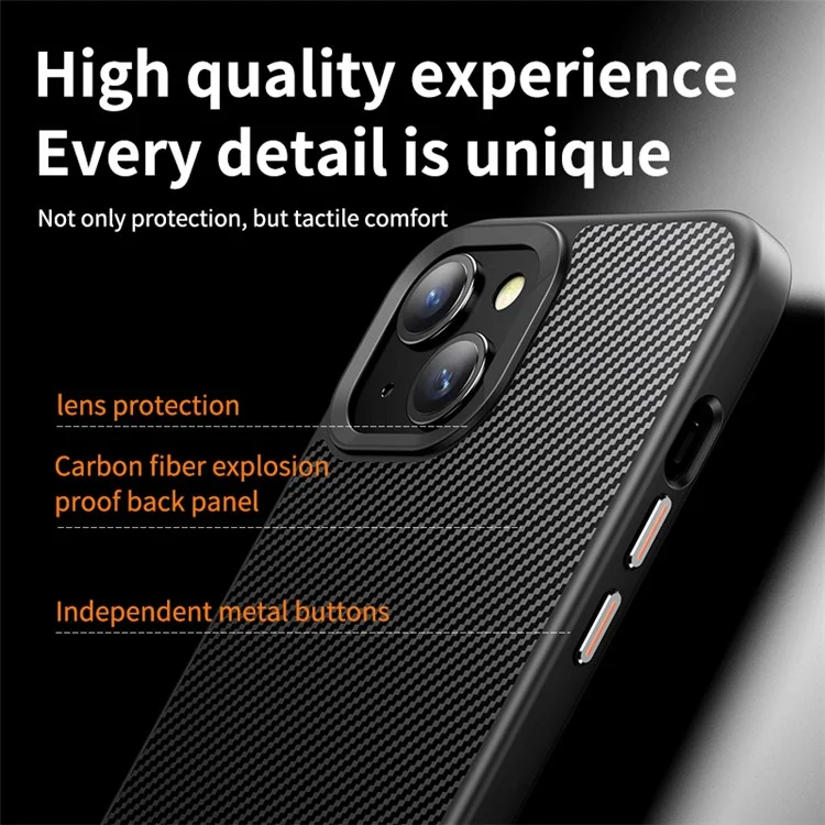 Para iPhone 15 Capa Magnética Compatível com MagSafe Textura de Fibra de Carbono PC + Capa TPU
