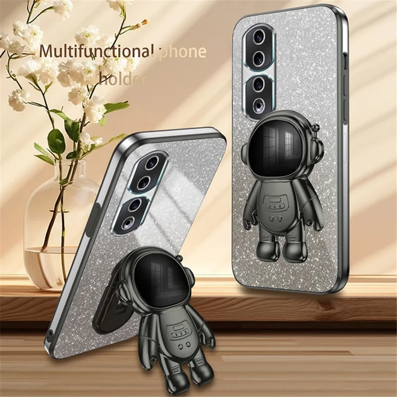 For Honor 90 Pro Astronaut Kickstand Phone Case PC+TPU Anti-Scratch Cell Phone Cover - Black