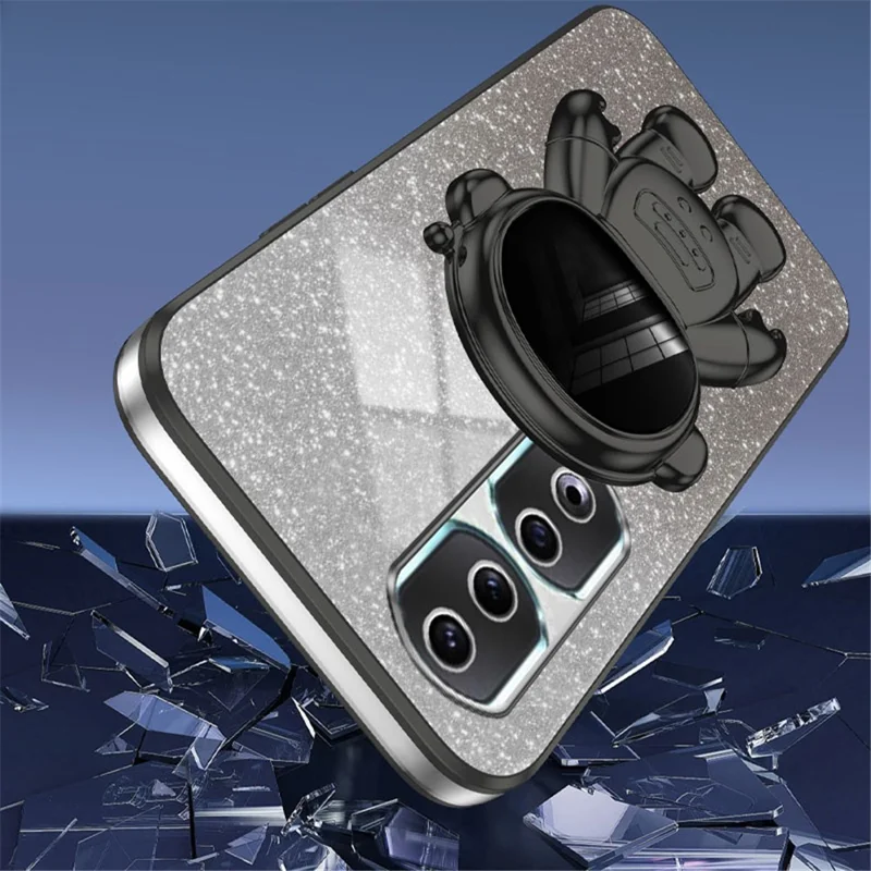 For Honor 90 Pro Astronaut Kickstand Phone Case PC+TPU Anti-Scratch Cell Phone Cover - Black
