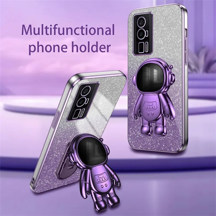 Per Xiaomi Redmi K60 5G / K60 Pro 5G / Poco F5 Pro 5G Custodia PC+TPU Cover per telefono con supporto a Astronauta - Viola