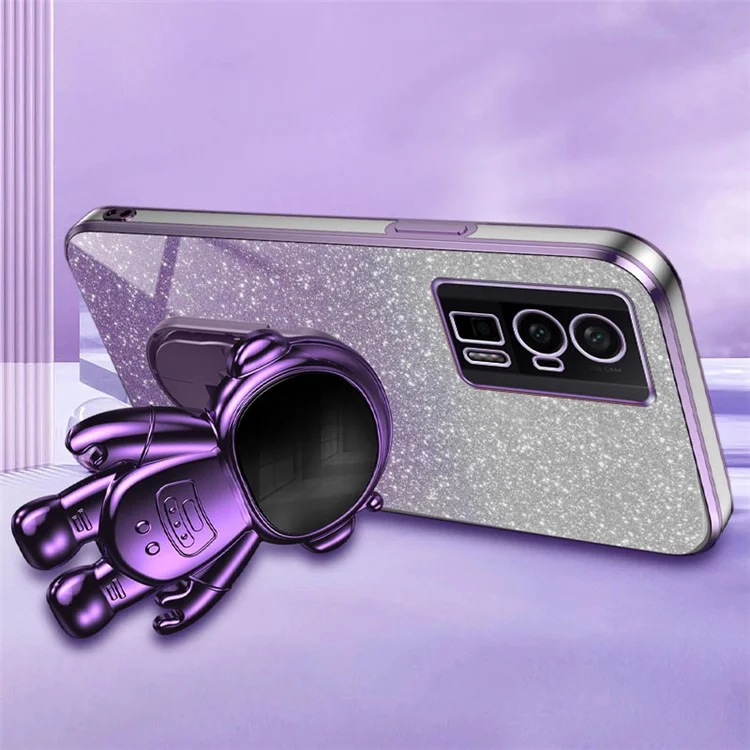 Per Xiaomi Redmi K60 5G / K60 Pro 5G / Poco F5 Pro 5G Custodia PC+TPU Cover per telefono con supporto a Astronauta - Viola