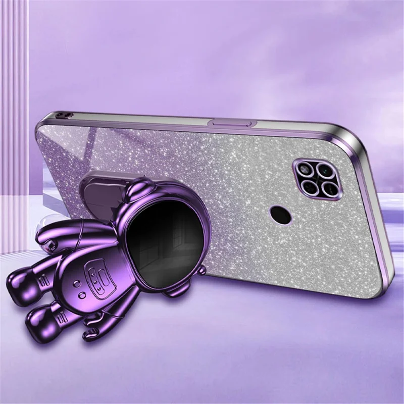 Phone Shell for Xiaomi Redmi 10A Case PC+TPU Anti-scratch Phone Cover with Kickstand - Purple