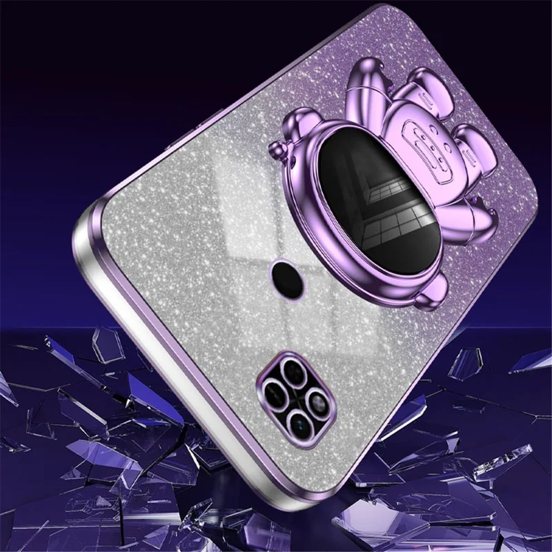 Phone Shell for Xiaomi Redmi 10A Case PC+TPU Anti-scratch Phone Cover with Kickstand - Purple