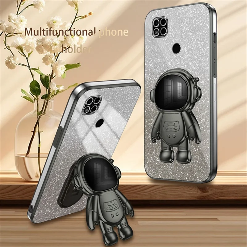 Phone Shell for Xiaomi Redmi 10A Case PC+TPU Anti-scratch Phone Cover with Kickstand - Black