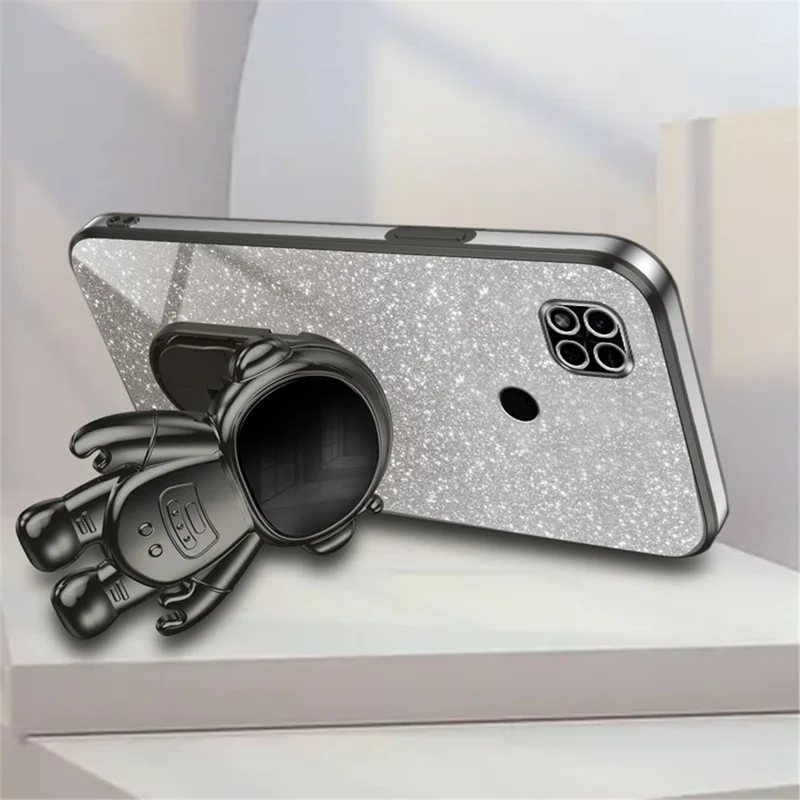 Phone Shell for Xiaomi Redmi 10A Case PC+TPU Anti-scratch Phone Cover with Kickstand - Black