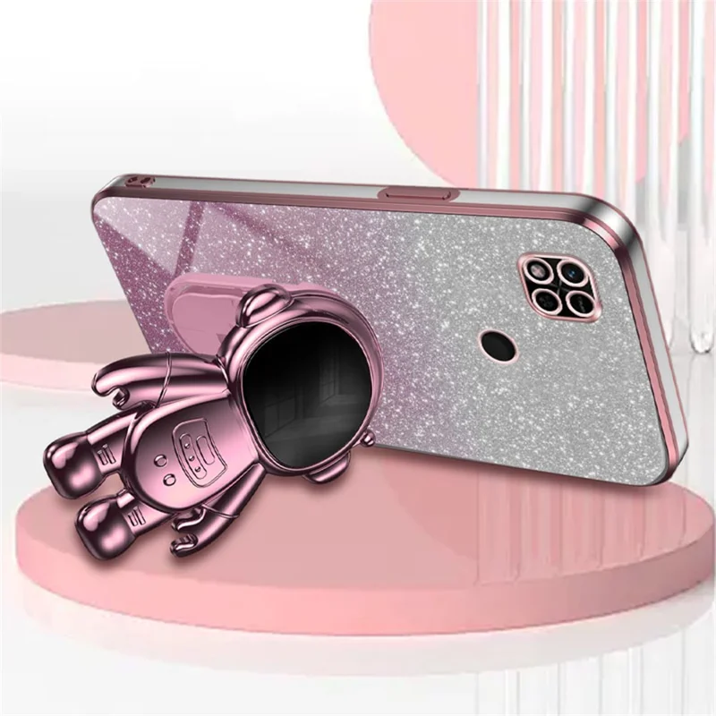 Phone Shell for Xiaomi Redmi 10A Case PC+TPU Anti-scratch Phone Cover with Kickstand - Pink