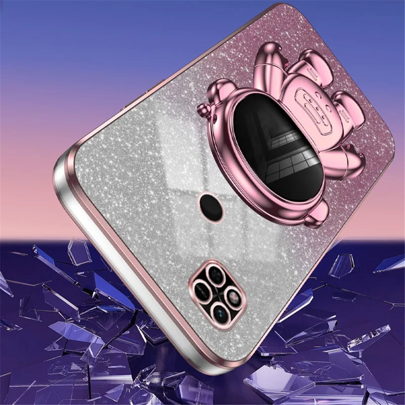 Phone Shell for Xiaomi Redmi 10A Case PC+TPU Anti-scratch Phone Cover with Kickstand - Pink