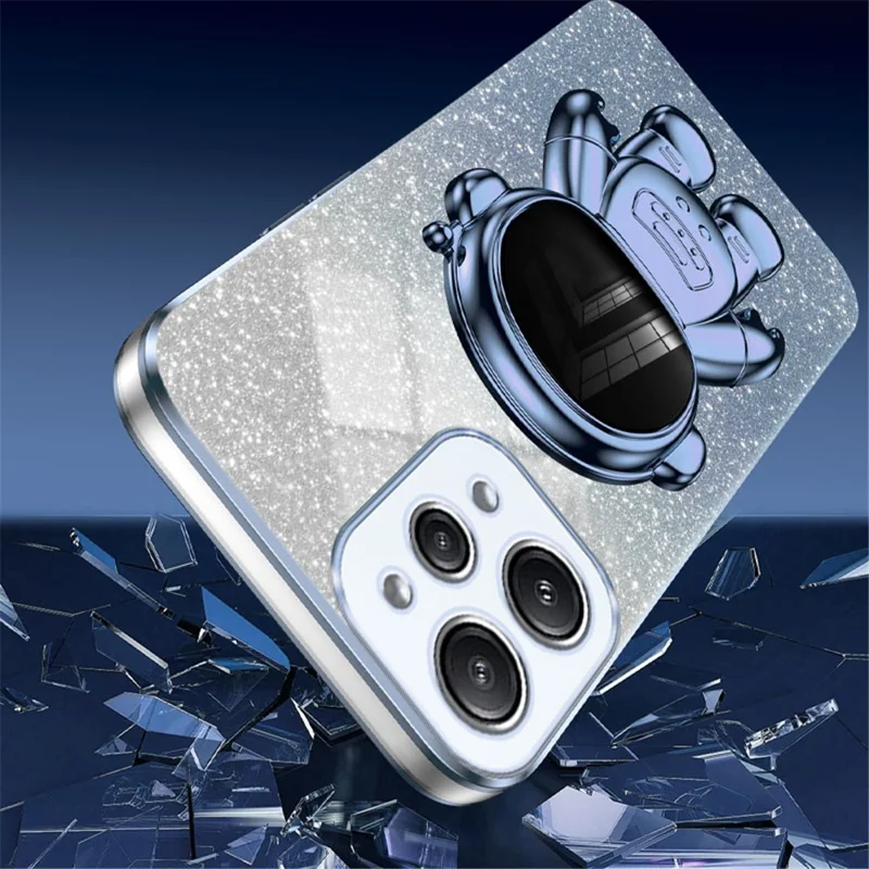 Phone Case for Xiaomi Redmi 12 4G Shockproof PC+TPU Phone Cover with Astronaut Kickstand - Blue