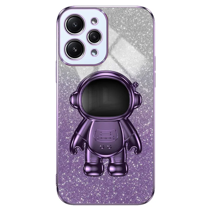 Phone Case for Xiaomi Redmi 12 4G Shockproof PC+TPU Phone Cover with Astronaut Kickstand - Purple