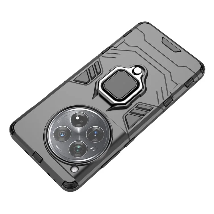 Para el caso de OnePlus 12 5G PC + Funda de teléfono TPU con soporte de anillo y soporte - Negro