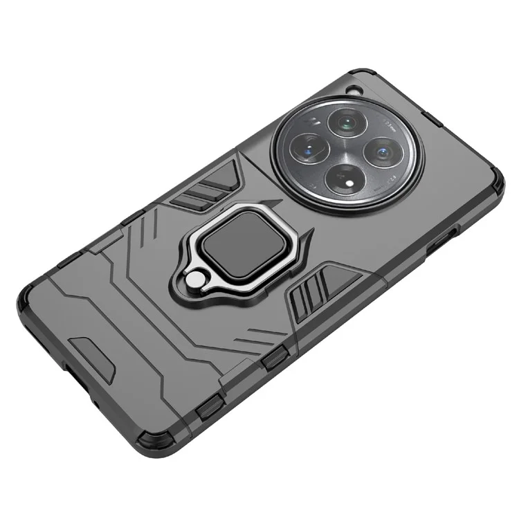 Para el caso de OnePlus 12 5G PC + Funda de teléfono TPU con soporte de anillo y soporte - Negro