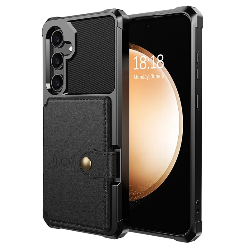 ZM03 For Samsung Galaxy A35 5G Case Card Slots PU Leather+TPU Phone Cover - Black