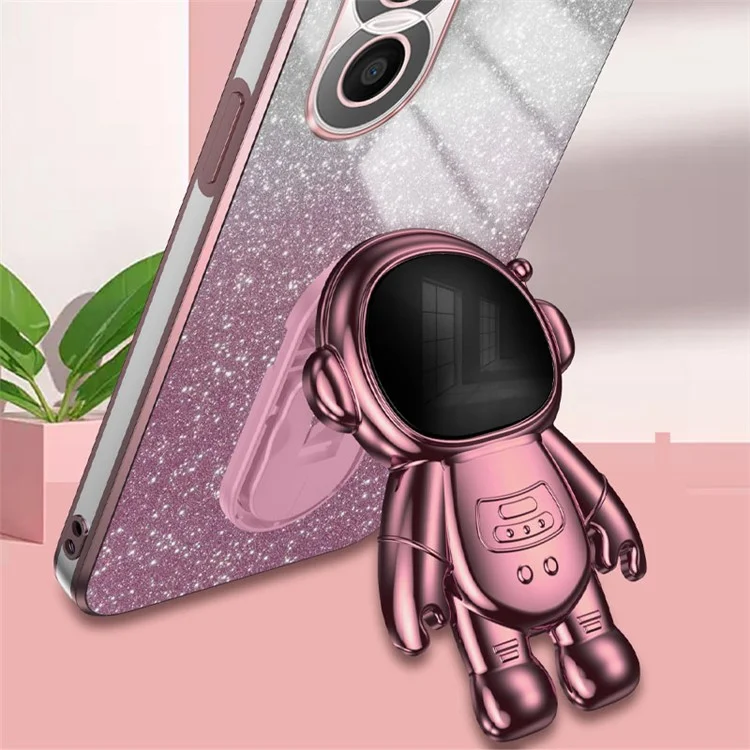 Capa de telefone Para Honor X40i 5G Astronauta com Suporte Eletrolítica PC+TPU - Rosa 