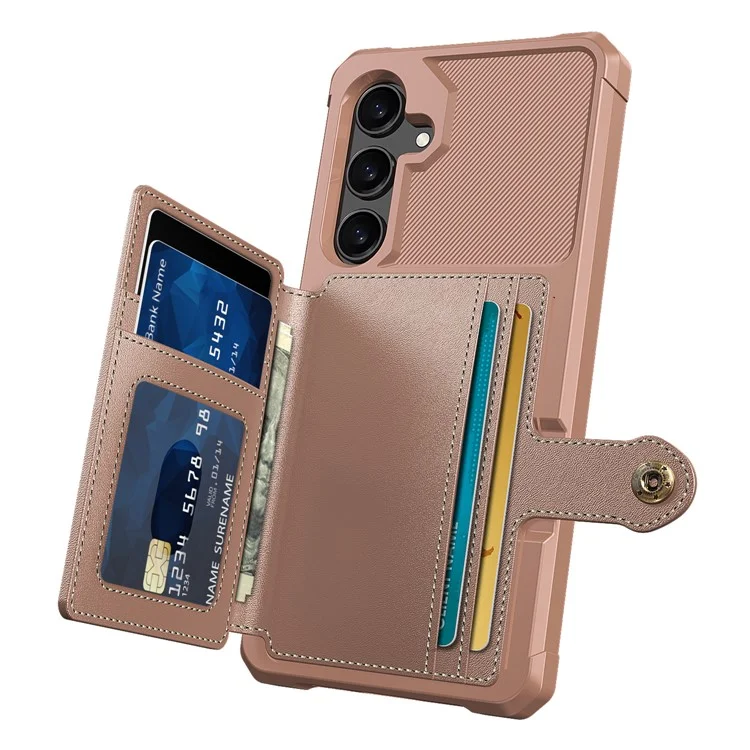 ZM03 For Samsung Galaxy A55 5G Case Wallet Magnetic Car Mount Phone Cover - Pink