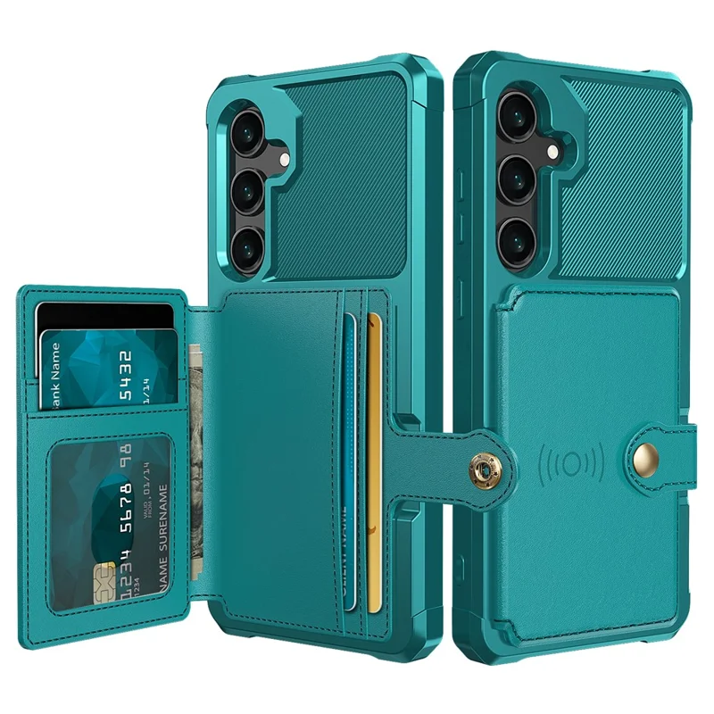 ZM03 For Samsung Galaxy A55 5G Case with Card Holder PU Leather + TPU Phone Back Cover - Green