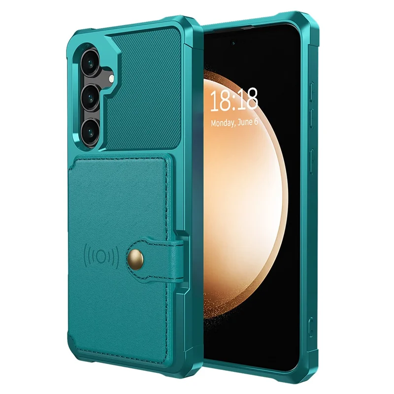 ZM03 For Samsung Galaxy A55 5G Case with Card Holder PU Leather + TPU Phone Back Cover - Green