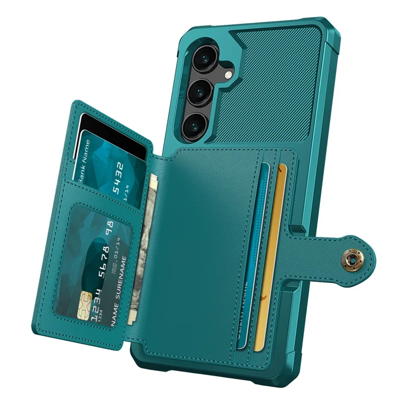 ZM03 For Samsung Galaxy A55 5G Case with Card Holder PU Leather + TPU Phone Back Cover - Green