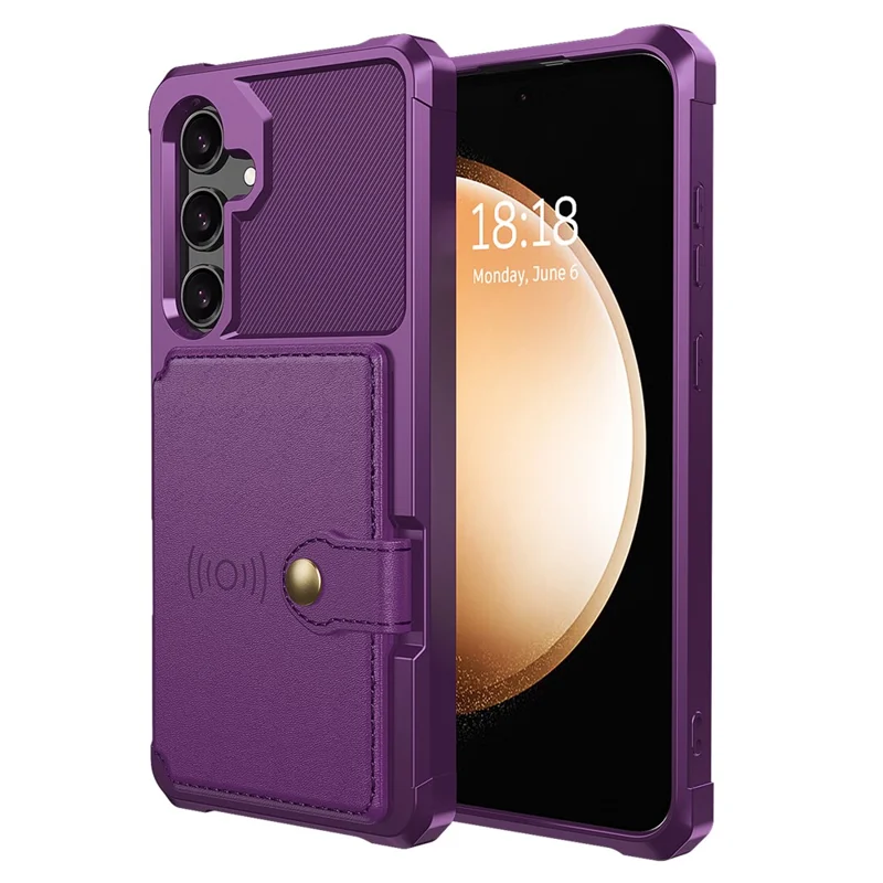 ZM03 For Samsung Galaxy A55 5G Case with Card Holder PU Leather + TPU Phone Back Cover - Purple