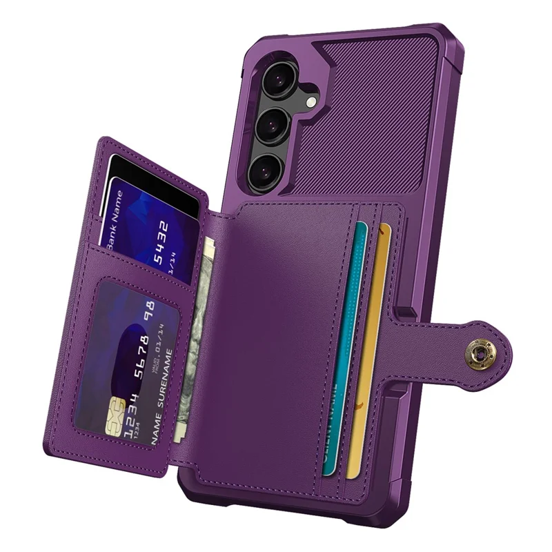 ZM03 For Samsung Galaxy A55 5G Case with Card Holder PU Leather + TPU Phone Back Cover - Purple