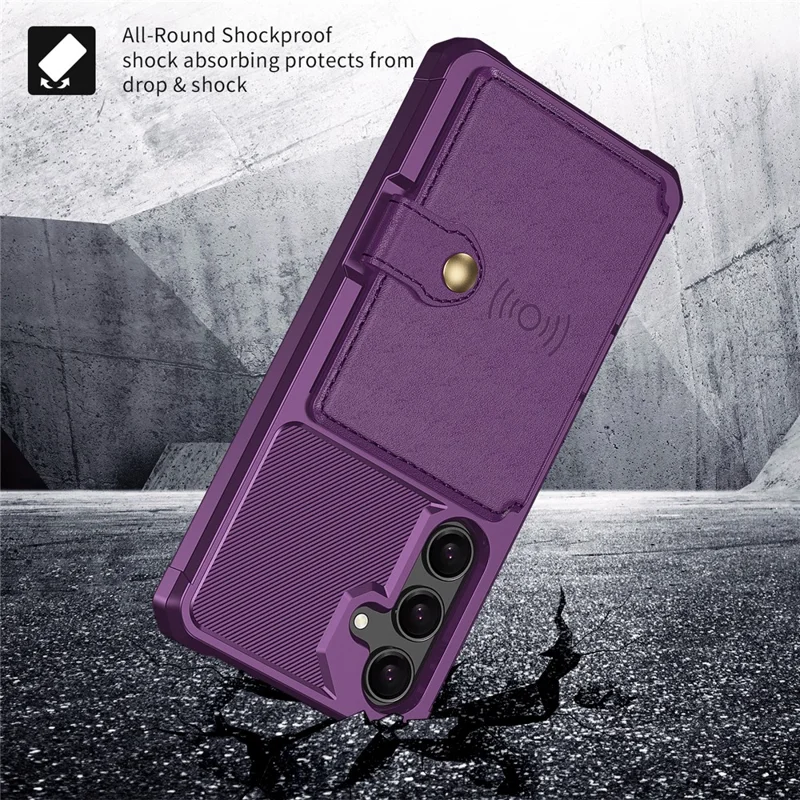 ZM03 For Samsung Galaxy A55 5G Case with Card Holder PU Leather + TPU Phone Back Cover - Purple