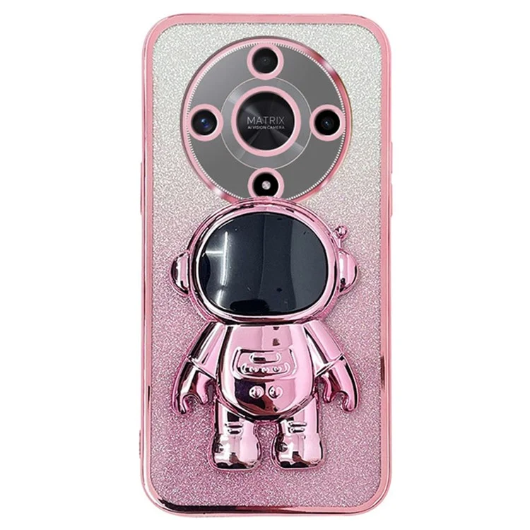 For Honor X9b 5G PC+TPU Phone Case Phone Back Cover with Astronaut Kickstand - Pink