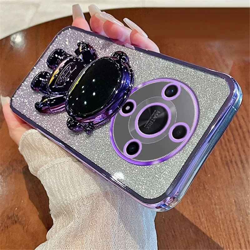 For Honor X9b 5G PC+TPU Phone Case Phone Back Cover with Astronaut Kickstand - Purple