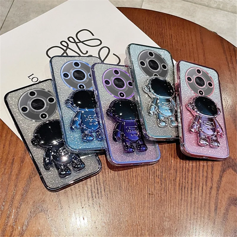 For Honor X9b 5G PC+TPU Phone Case Phone Back Cover with Astronaut Kickstand - Purple