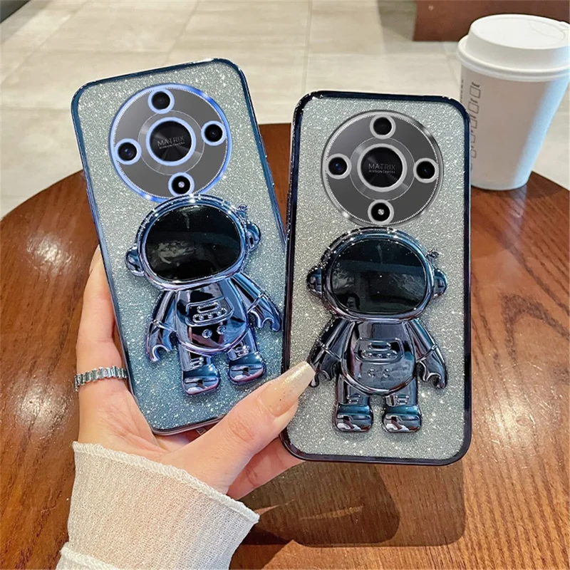 For Honor X9b 5G PC+TPU Phone Case Phone Back Cover with Astronaut Kickstand - Purple