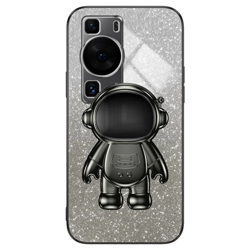 For Huawei P60 Pro Phone Case PC+TPU Anti-scratch Phone Cover with Astronaut Kickstand - Black