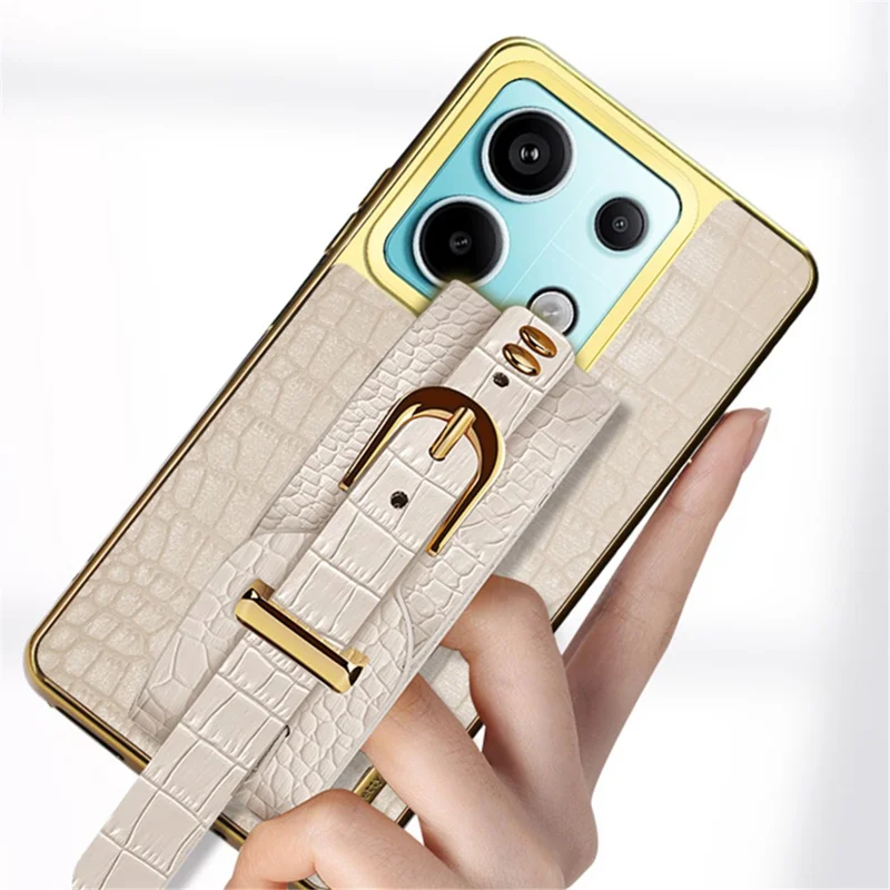 For Xiaomi Redmi Note 13 Pro 5G / Poco X6 5G Case Leather+TPU Anti-scratch Phone Cover with Wristband - Yellow