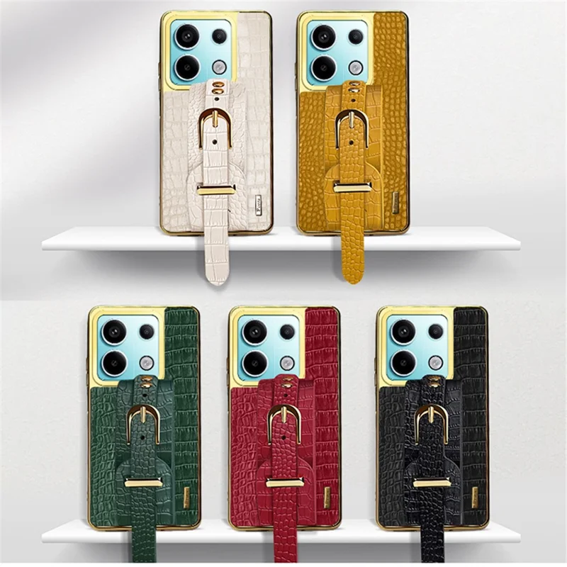 For Xiaomi Redmi Note 13 Pro 5G / Poco X6 5G Case Leather+TPU Anti-scratch Phone Cover with Wristband - Yellow